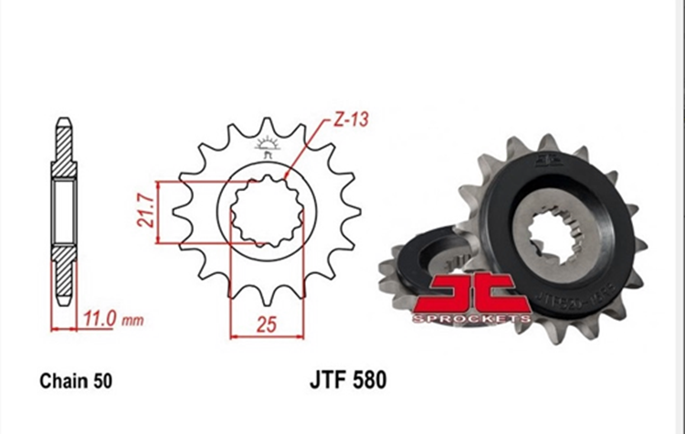 PION JT 580 de acero con goma con 16 dientes